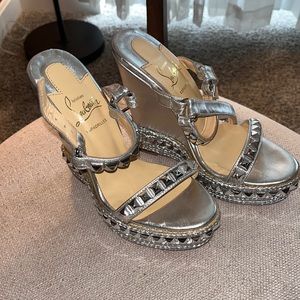 Christian Louboutin Silver Wedges